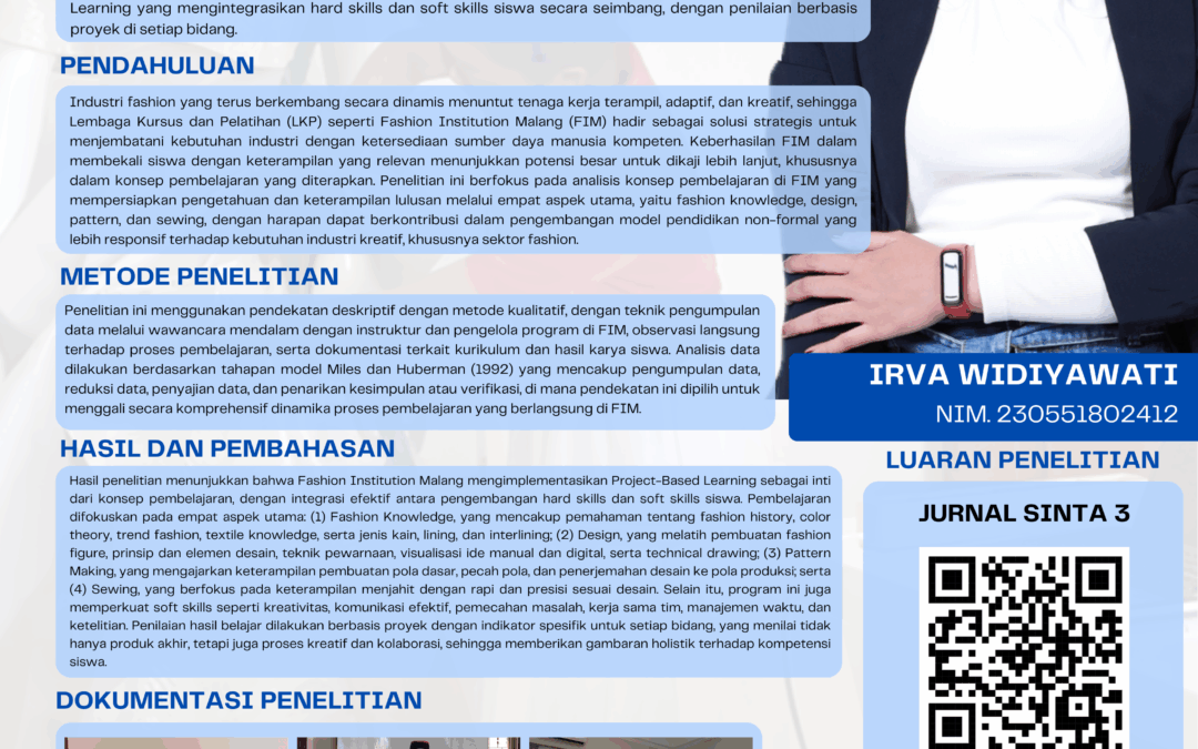 Analisis Konsep Pembelajaran untuk Menyiapkan Pengetahuan dan Keterampilan Lulusan pada Lembaga Kursus dan Pelatihan di Fashion Institution Malang